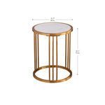 ZUN Slate/sintered stone round side/end table with golden stainless steel frame 39767707