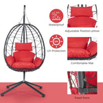 ZUN Egg Chair with Stand Indoor Outdoor Swing Chair Patio Wicker Hanging Egg Chair Hanging Basket Chair W87437580