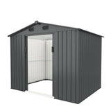 ZUN Outdoor Storage Shed, 8' X 6' Galvanized Steel Garden Shed with 4 Vents & Double Sliding Door, W1895109581