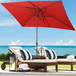 ZUN Support Dropshipping Led Red Garden Outdoor Adjustable Title 10 Ft Patio Umbrella With Solar Lights W1828P147966