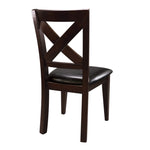 ZUN Warm Merlot Finish Set of 2 Side Chairs Leather-Look Brown Seat and X-back Design Durable Furniture B01153766