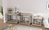ZUN Furniture Styleog Crate Side Table on Wheels withoubleoors and Lift Top. Grey, 43.7'' W x 30'' W116269691