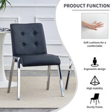 ZUN Grid armless high backrest dining chair, electroplated metal legs, black 2-piece set, office chair. W1151107074