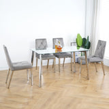 ZUN Modern luxury home furniture dinning room chairs chrome legs Dark Grey velvet fabric dining W21037615