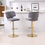 ZUN Modern Barstools Bar Height, Swivel Velvet Bar Counter Height Bar Chairs Adjustable Tufted W1361113192