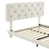 ZUN Full Size Upholstered Bed with Light Stripe, Floating Platform Bed, Linen Fabric,Beige WF315910AAA