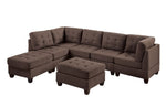 ZUN Living Room Furniture Tufted Armless Chair Black Coffee Linen Like Fabric 1pc Armless Chair Cushion B011104197