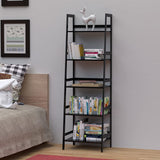 ZUN WTZ Bookshelf, Ladder Shelf, 5 Tier Bamboo Bookcase, Modern Open Book Case for Bedroom, Living Room, 67632796