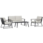 ZUN 4 Piece Patio Furniture Set, Aluminum Conversation Set, Outdoor Garden Sofa Set with Armchairs, W2225142491