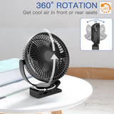ZUN 10000mAh Rechargeable Portable, 8-Inch Battery Operated Clip on Fan, USB, 4 Speeds, Strong Airflow, 03374732