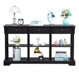 ZUN Console Sofa Table with Ample Storage, Retro Kitchen Buffet Cabinet Sideboard with Open Shelves and 25351153