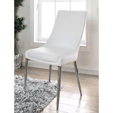 ZUN Set of 2 Leatherette Dining Chairs in Sliver and White B016P156417
