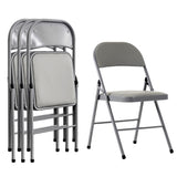 ZUN 4pcs Elegant Foldable Iron & PVC Chairs for Convention & Exhibition Gray 20191788