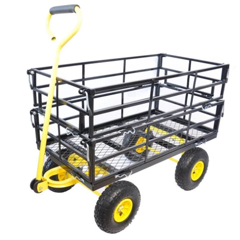 ZUN Wagon Cart Garden cart trucks make it easier to transport firewood Yellow+Black W22784162