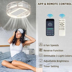 ZUN 20Inches Bladeless Ceiling Fan with Lights, Dimmable LED, Remote Control / APP Control, 6 Speeds of W2009127692