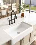 ZUN Farmhouse/Apron Front White Ceramic Kitchen Sink 56586229