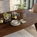 ZUN Walnut Finish Solid wood Mid-Century Modern Dining Table Only 1pc Table B01178719