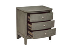 ZUN Bedroom Furniture 3 Drawers Nightstand Gray Finish Birch Veneer Nickel Hardware Bed Side Table B01146198