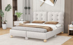 ZUN Queen Size Upholstered Platform Bed with Support Legs,Beige WF313965AAK