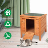 ZUN 20" Wooden Waterproof Rabbit Hutch Pet Bunny Small Animal House Habitat Natural Wood Color 60195219