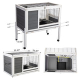 ZUN Wooden Rabbit Hutch with Wheels, Indoor/Outdoor Pet House with Pull Out Tray - Gray and White W2181P153133