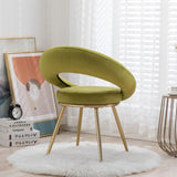 ZUN Olive Green Velvet Modern accent/Conversation Lounge Chair With Gold Plated Legs, unique W117065089