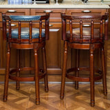 ZUN Cow top Leather Wooden Bar Stools, Seat Height 29.5'' Swivel Bar Height Chair with Backs for Home W2081123740