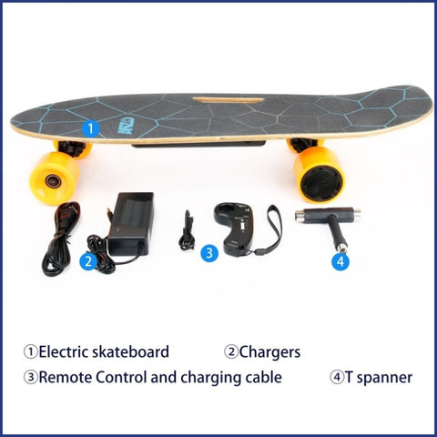 ZUN Small Electric Skateboard with Remote Control, 350W, Max 10 MPH, 7 Layers Maple E-Skateboard, load W34856855