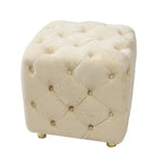 ZUN Beige Modern Velvet Upholstered Ottoman, Exquisite Small End Table, Soft Foot Stool,Dressing Makeup W1170103515
