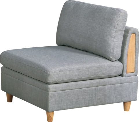 ZUN Living Room Furniture Armless Chair Light Grey Dorris Fabric 1pc Cushion Armless Chair Wooden Legs B01147398