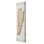 ZUN Set of 2 Feather Wing Wall Panels with Distressed White Finish, Rectangle Hanging Wall Art, 42" x W2078130291