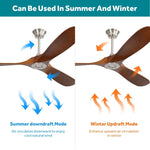 ZUN 60 Inch Indoor Modern Ceiling Fan With 6 Speed Remote Control 3 Solid Wood Blade For Living Room W934102578