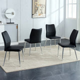 ZUN Four black dining chairs. Modern chairs from the Middle Ages. Made of PU material cushion and silver W1151135495