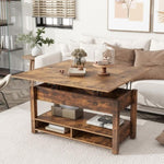 ZUN ON-TREND Lift Top Coffee Table, Multi-Functional Coffee Table with Open Shelves, WF314404AAP