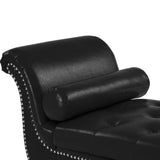 ZUN Black, PU Leather, Metal Feet Upholstered Ottoman Bedroom Lounge Ottoman Flip Top Storage Sofa Bench 30930890