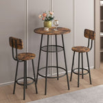 ZUN Bar table, equipped with 2 bar stools , with backrest and partition W57868878