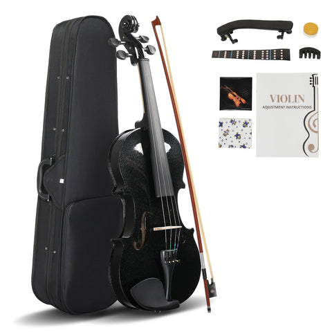 ZUN Full Size 4/4 Violin Set for Adults Beginners Students with Hard Case,Violin 12531694