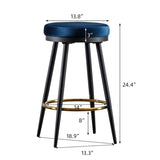 ZUN counter swing stool velvet Blue color,barstools Set of 2 W1805111861