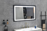 ZUN 42 in. W x24 in. H Oversized Rectangular Black Framed LED Mirror Anti-Fog Dimmable Wall Mount W92851684