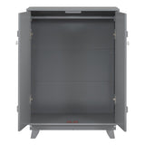 ZUN Wooden Wardrobe Cabinet with Hanging Rod, Storage Armoires with Doors,Gray WF320864AAE