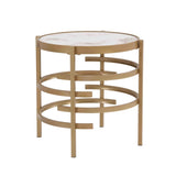 ZUN Modern Side Table, Pandora Sintered Stone End Table, Golden Small Coffee Table, 20.67''W 20.67''D W1071P144269
