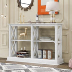 ZUN TREXM Console Table with 3-Tier Open Storage Spaces and "X" Legs, Narrow Sofa Entry Table for Living WF199317AAK