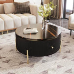 ZUN Modern Round Coffee Table with 2 large Drawers Storage Accent Table WF311606AAB