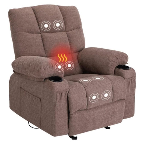 ZUN Vanbow.Recliner Chair Massage Heating sofa with USB and side pocket 2 Cup Holders W1807105153