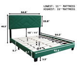 ZUN GREEN QUEEN SIZE BED FRAME WITH ADJUSTABLE HEADBOARD SUPER AFFORDABLE NO BOX SPING REQUIRE W1867P143805