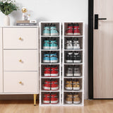 ZUN Plastic Stackable Shoe Storage Organizer for Closet,oldable Shoe Sneaker Containers Bins Holders 97543155