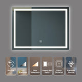 ZUN 40X32 inch Bathroom Led Classy Vanity Mirror with High Lumen,Dimmable Touch,Wall Switch Control, W1992121007