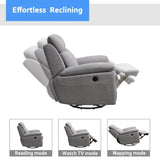 ZUN Electric Power Swivel Glider Rocker Recliner Chair with USB Charge Port - Light Grey B082P145837