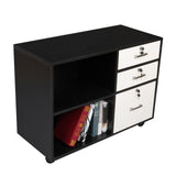 ZUN Wood File Cabinet with 3 Drawer and 2 Open Shelves Office Storage Cabinet with Wheel Printer Stand, 20642769