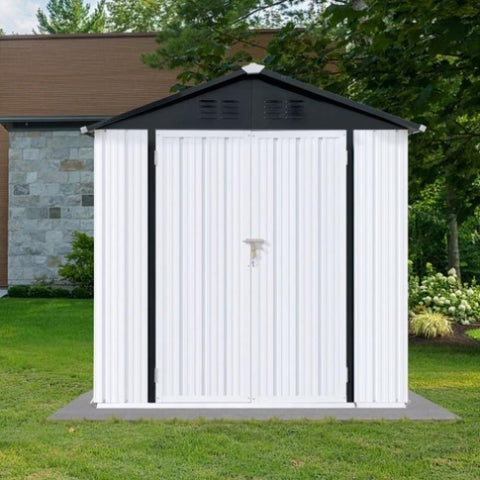ZUN Outdoor storage sheds 4FTx6FT Apex roof White+Black W135057992
